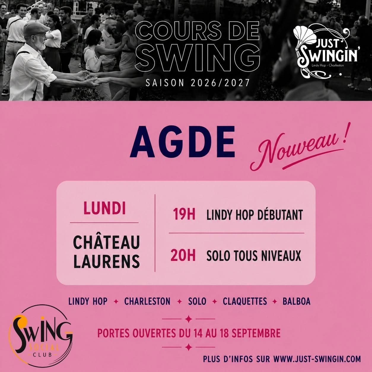 AGDE – Cours d&rsquo;essai Swing en couple et en solo