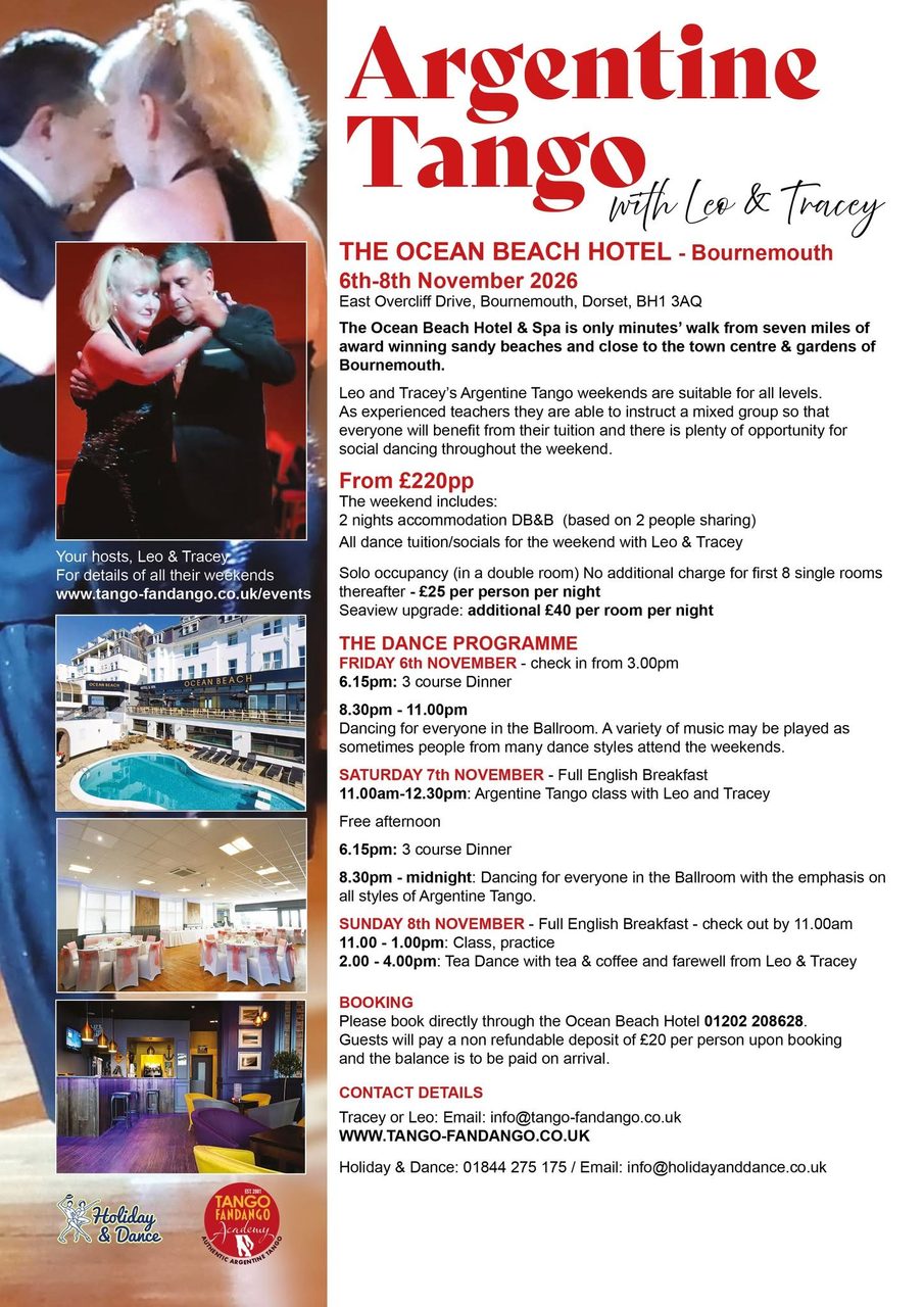 Argentine Tango weekend at the Ocean Beach Hotel, Bournemouth