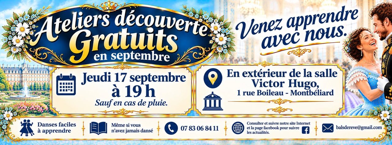 Ateliers danses de cour impérial, découvertes gratuits en septembre
