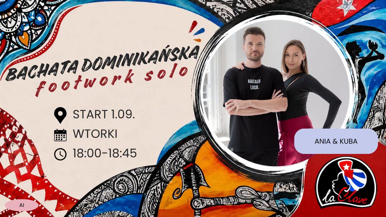 BACHATA DOMINIKAŃSKA FOOTWORK SOLO UNISEX | WTORKI 18:00 | START 1.09
