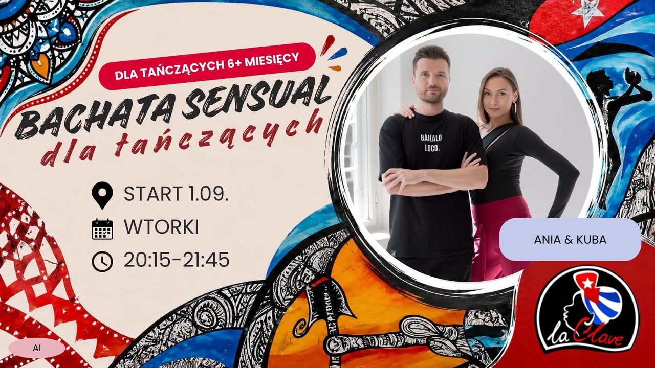 BACHATA SENSUAL DLA TAŃCZĄCYCH 6+ MIESIĘCY | WTORKI 20:15 | START 1.09