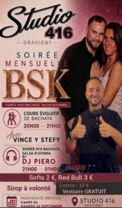 Cours bachata Evolutif et soirée Bachata, Salsa, Kizomba