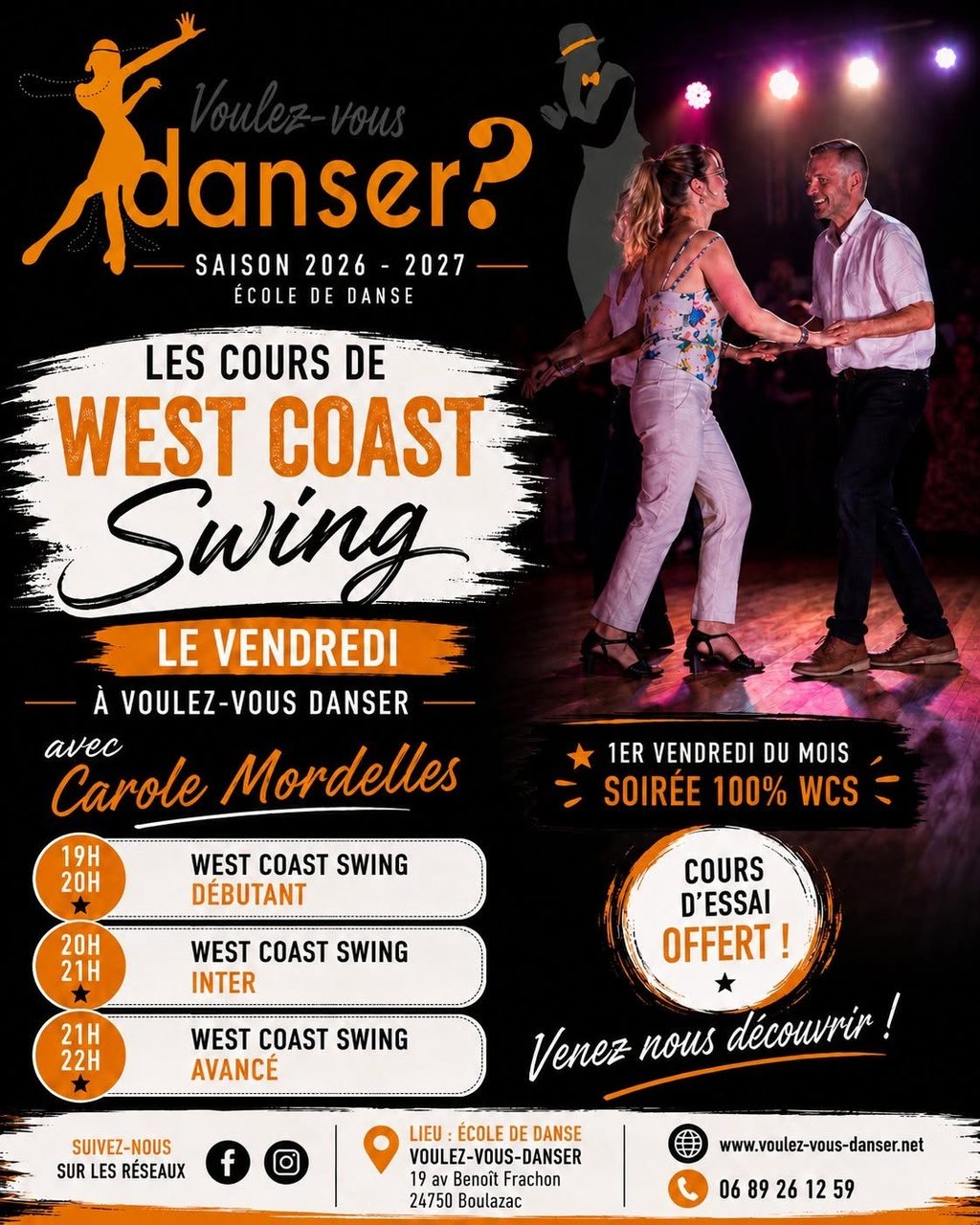 COURS DE WEST COAST SWING Saison 2026-2027