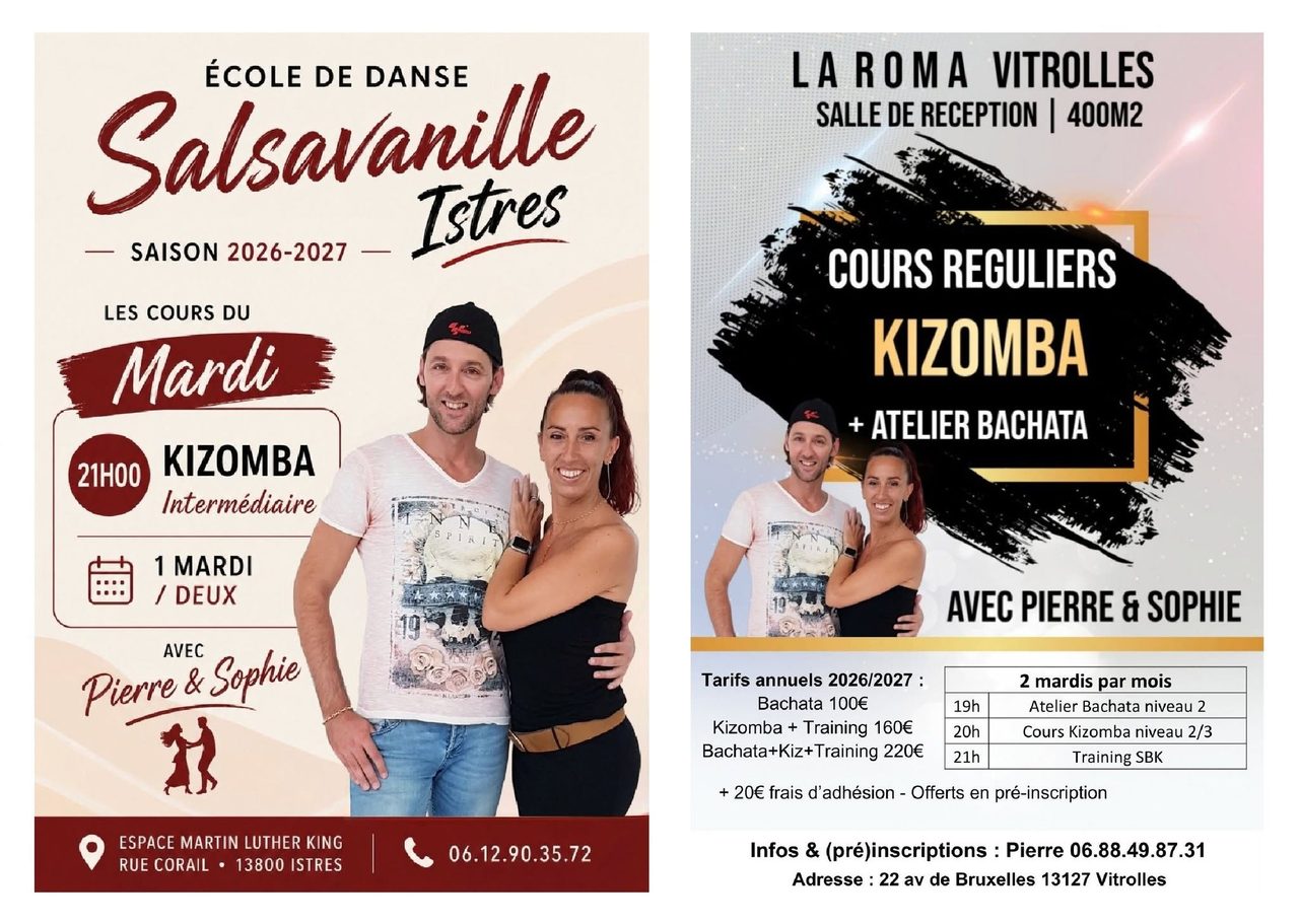Cours d&rsquo;essai Kizomba à Istres – Avec Pierre CERRY & Sophie – Ecole SalsaVanille