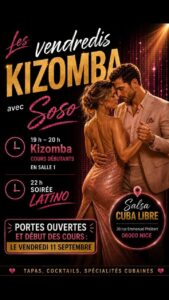 Cours kizomba avec Soso tous les vendredis