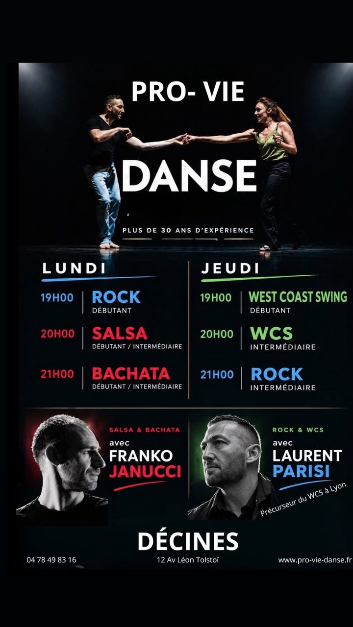COURS Salsa•Bachata•WCS•Rock