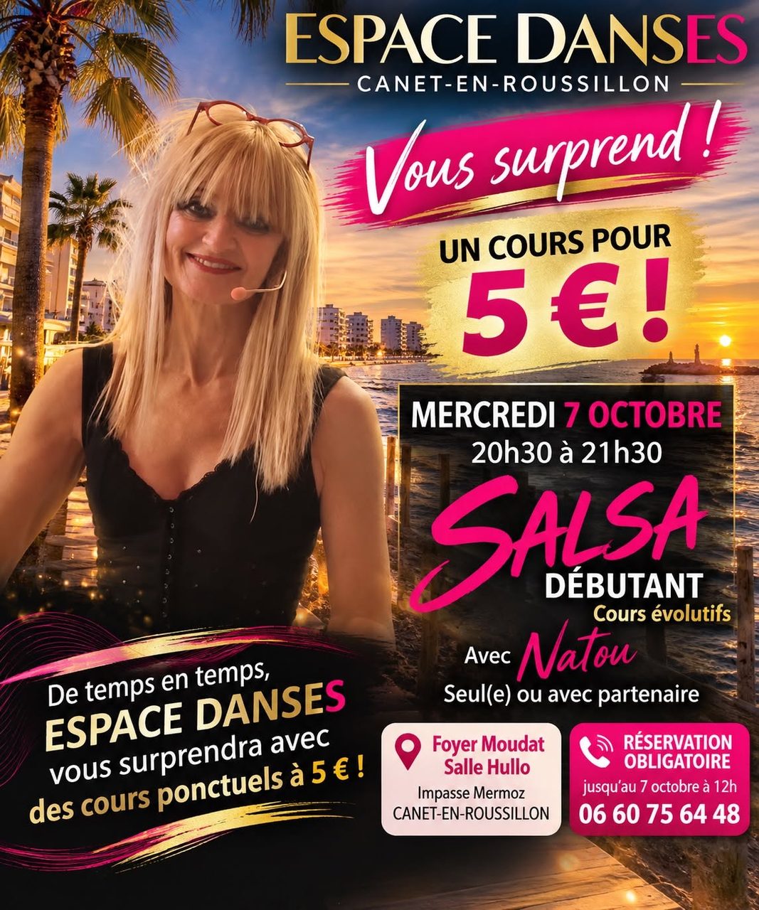 Cours SALSA DEBUTANT AVEC NATOU CANET EN ROUSSILLON 5€ ( cours debutant évolutifs)
