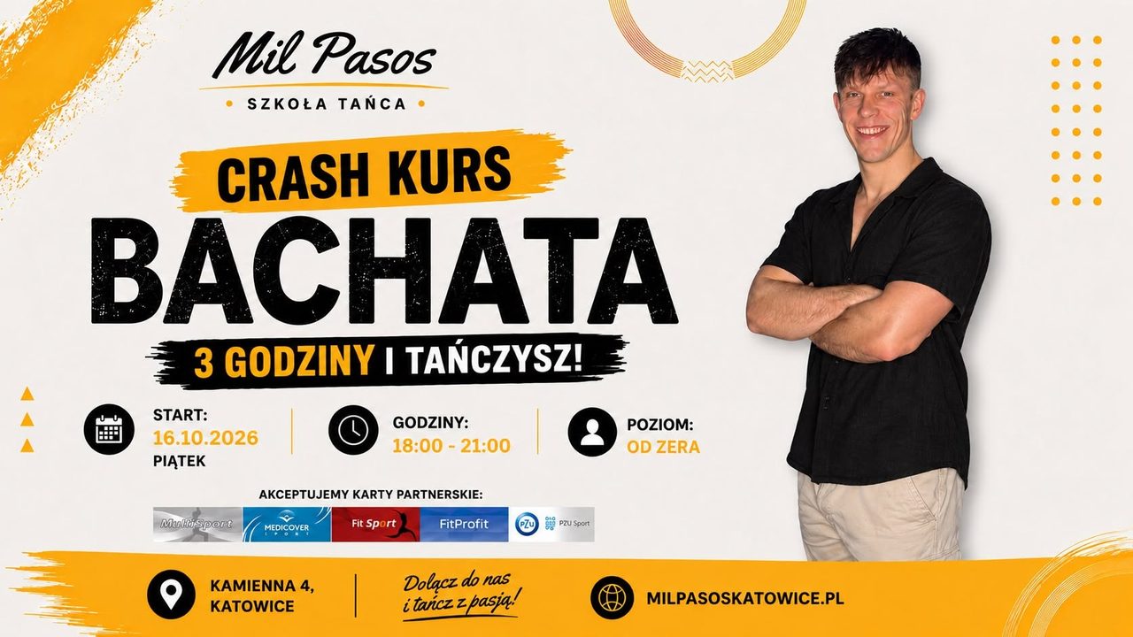 CRASH COURSE BACHATA – 3H I TAŃCZYSZ! PIĄTEK 18:00-21:00 – 16.09.2026!