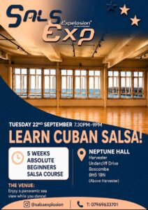 Cuban Salsa Course! 5 Weeks Absolute Beginner, Amazing Hall with Panoramic sea views