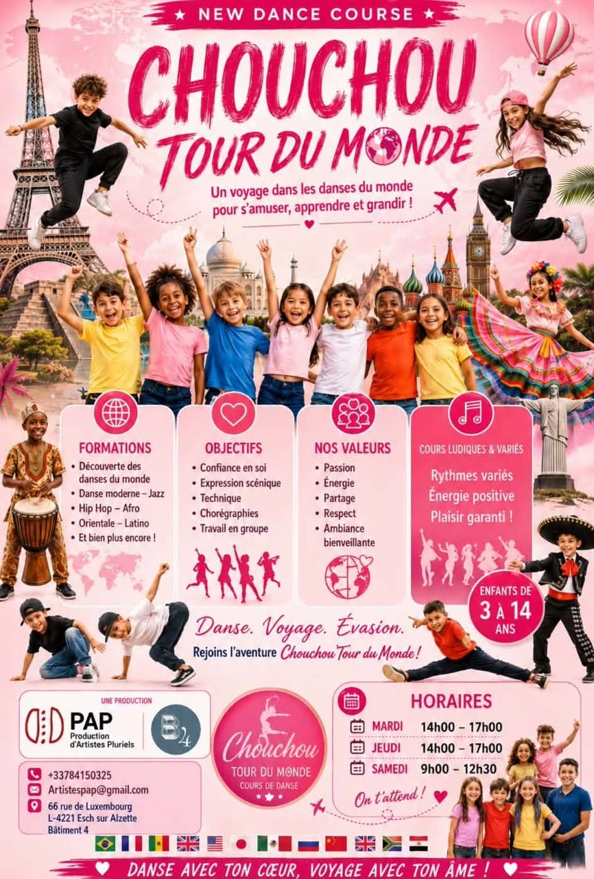 💃 DANSE AVEC CHOUCHOU – Cours tous styles (3-14 ans)