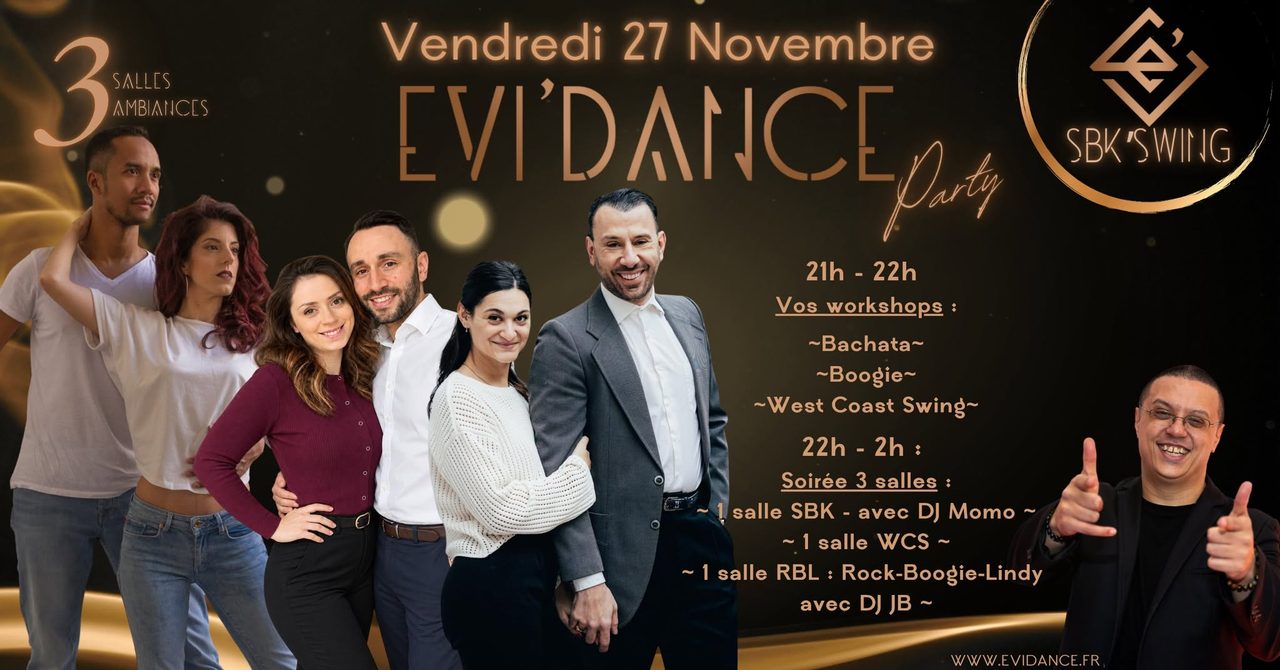 Evi&rsquo;Dance Party – Workshops + Soirée 3 salles – 27 Novembre