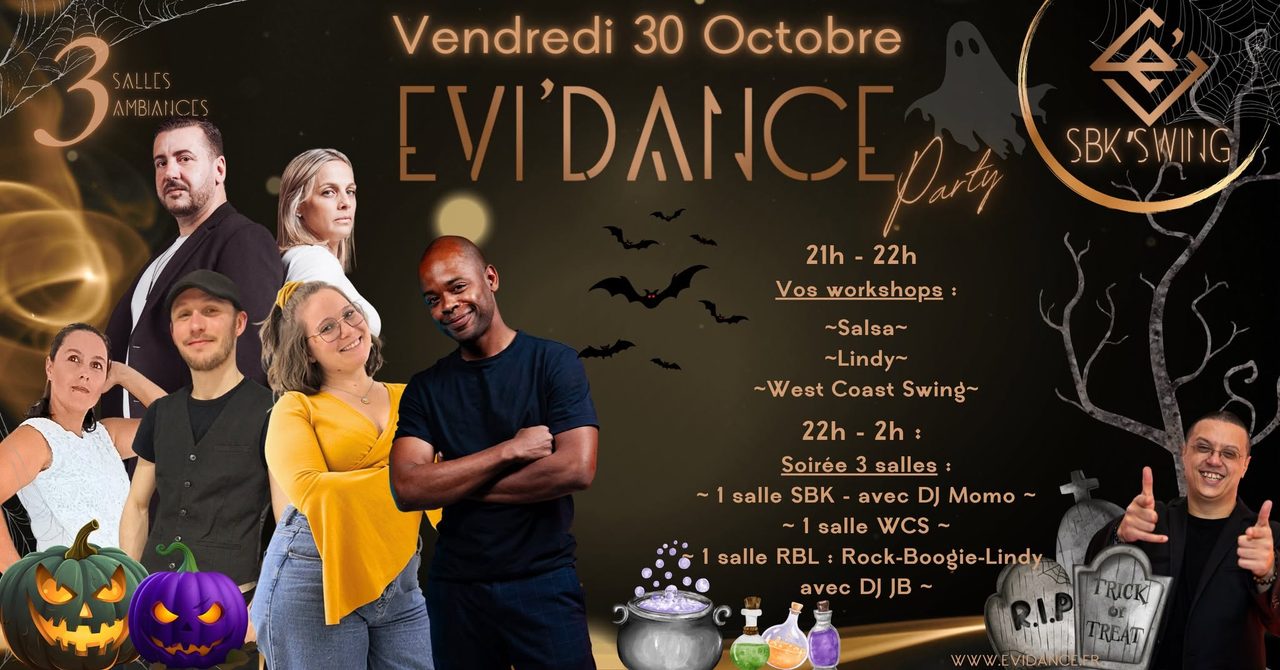 Evi&rsquo;Dance Party – Workshops + Soirée 3 salles – 30 Octobre