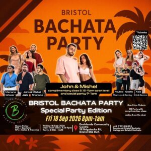 ⭐️Fri 18 Sep Bristol Bachata Party @BS28UA 🏆 with complimentary open level class & 4 hrs party