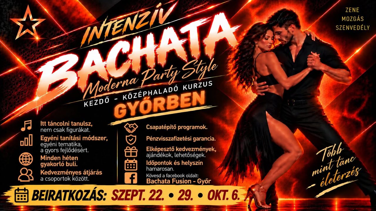 Intenzív Bachata Moderna Tánctanfolyam Győrben (Party Style)!