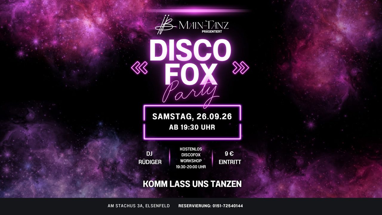 🪩 Main-Tanz präsentiert: 🪩 🎉 Discofox DJ Rüdiger– Tanzparty | Elsenfeld 💃🪩