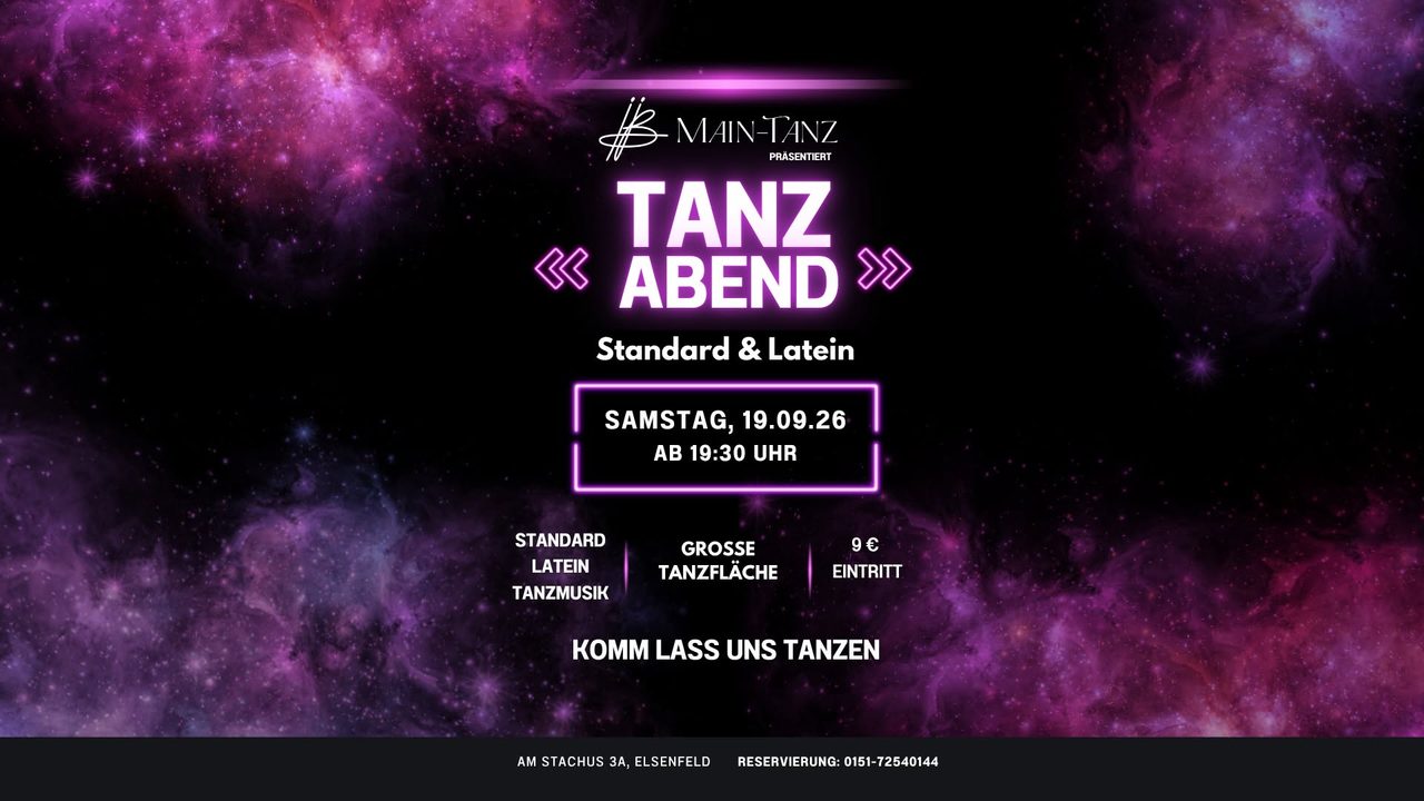 🕺💃 Main-Tanz präsentiert: TANZABEND STANDARD & LATEIN