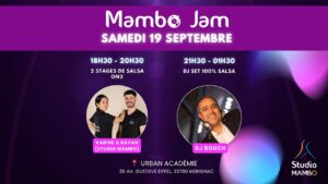 Mambo Jam (Septembre) – 2h de stages salsa porto On2 (Rayan & Karine) + soirée 100% salsa (DJ Bouch)