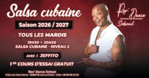 Mardi 15 sept. 2026 – Rev Dance School – cours de Salsa cubaine intermédiaire avec Jeffito