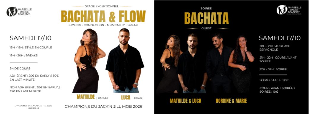 MDA ACADEMY – STAGE ET SOIRÉE EXCEPTIONNELS 100% BACHATA