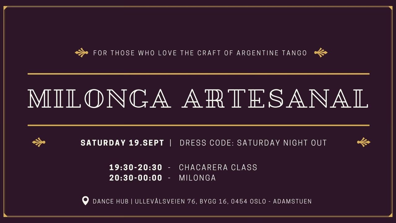 Milonga Artesanal 19.Sept @Dance Hub Oslo