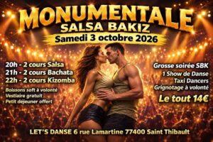 MONUMENTALE SALSA BAKIZ le samedi 3 Octobre à Saint Thibault 77.