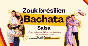 NOUVEAU 🐯 Cours de bachata, zouk brésilien & salsa – 5€ le cours d’essai en septembre