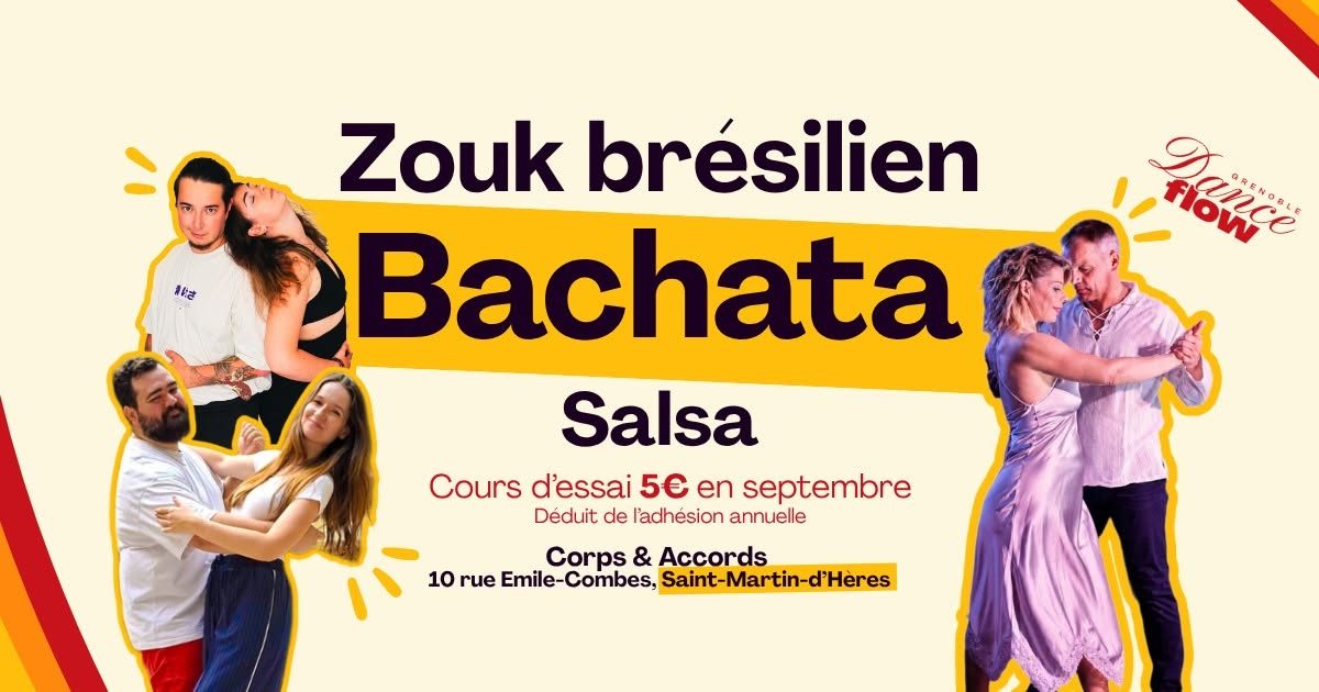 NOUVEAU 🐯 Cours de bachata, zouk brésilien & salsa – 5€ le cours d’essai en septembre