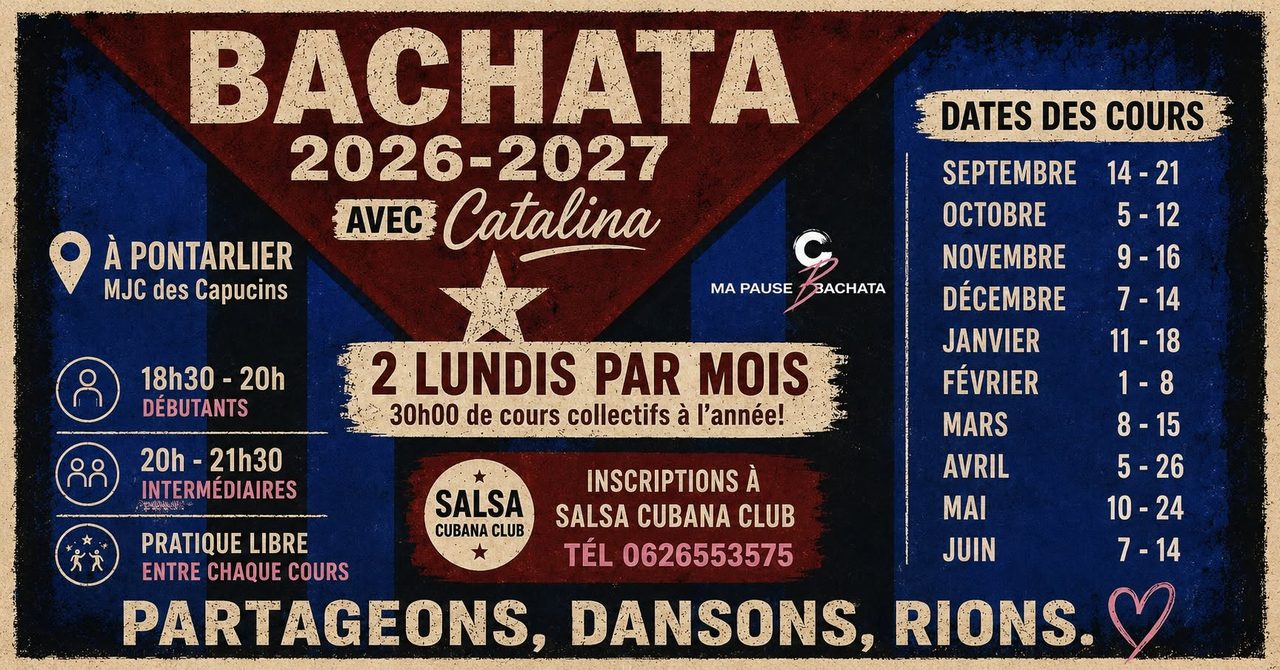 Portes Ouvertes aux cours de Bachata à Pontarlier / Haut-Doubs!
