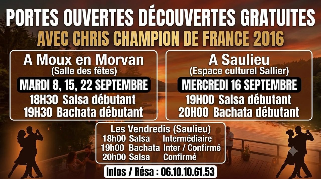 Portes ouvertes Salsa Bachata à Saulieu et Moux en Morvan