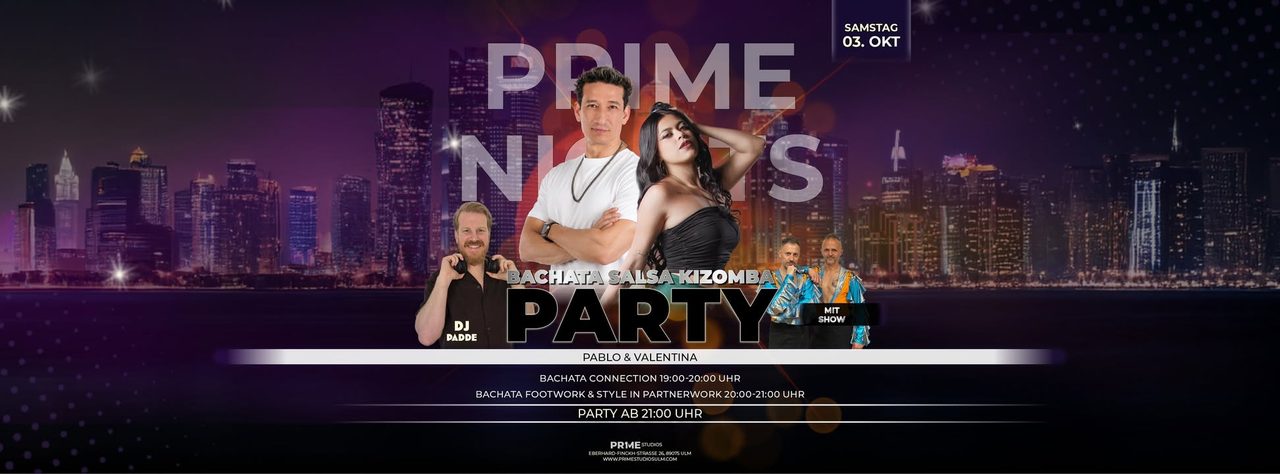 ✨ PRIME NIGHTS – Bachata, Salsa, Kizomba Party in Ulm! ✨