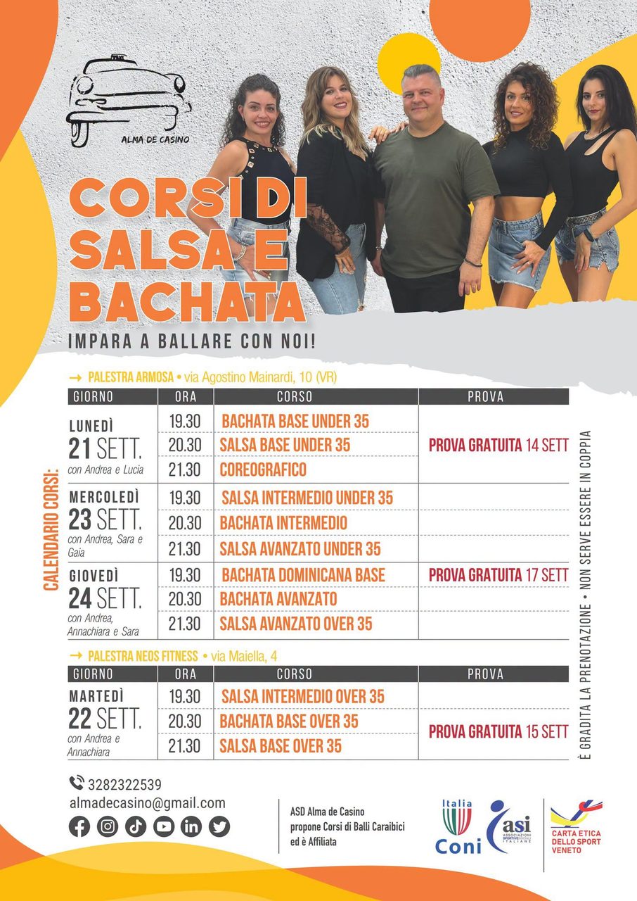 Prove gratuite corsi Salsa e Bachata a Verona