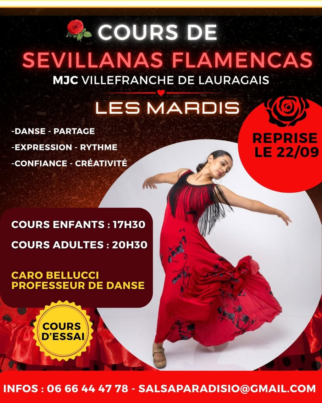 rentrée des cours de Sévillanes enfants et adultes Villefranche de lauragais / le 22 septembre MJC