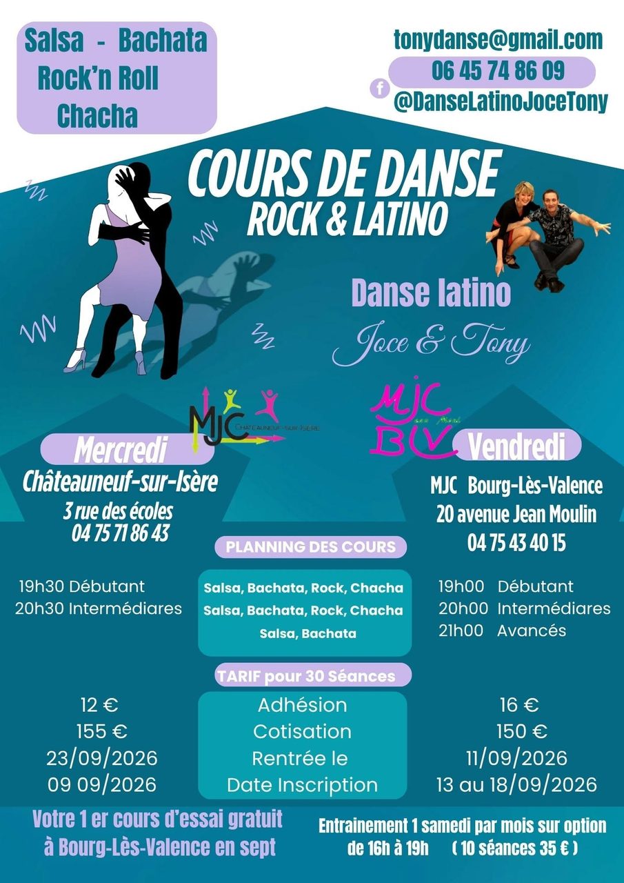 Reprise Cours de Danse Latino Joce et Tony MJC Jean Moulin de BLV le 11 sept 2026