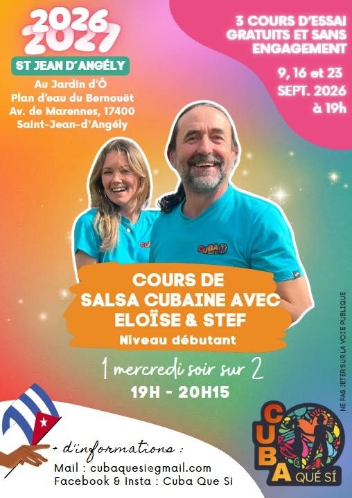 Reprise des cours de salsa à St Jean d&rsquo;Angély – Cuba Que Si