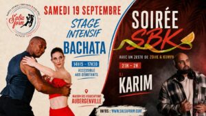 🔥SABADO LATINO : Stage Intensif BACHATA (14h15) + Soirée SBK (21h)🔥