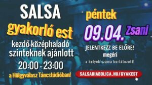 Salsa KEZDŐ-KÖZÉPHALADÓ gyakorló est Pénteken (09.04.)