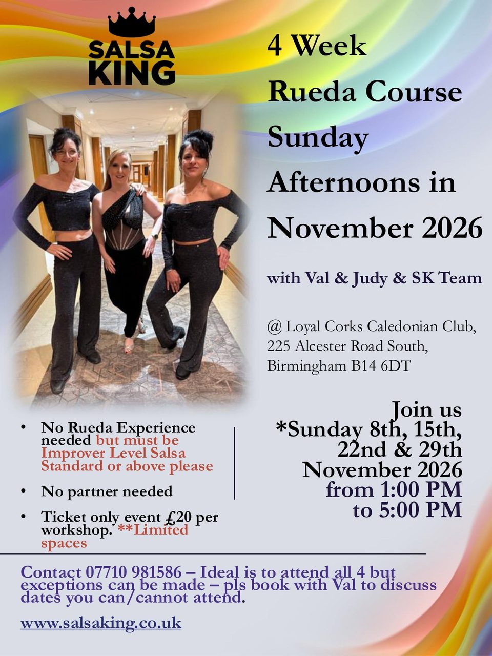 💃🕺 SALSA KING – 4 WEEK NOVEMBER RUEDA COURSE 🕺💃