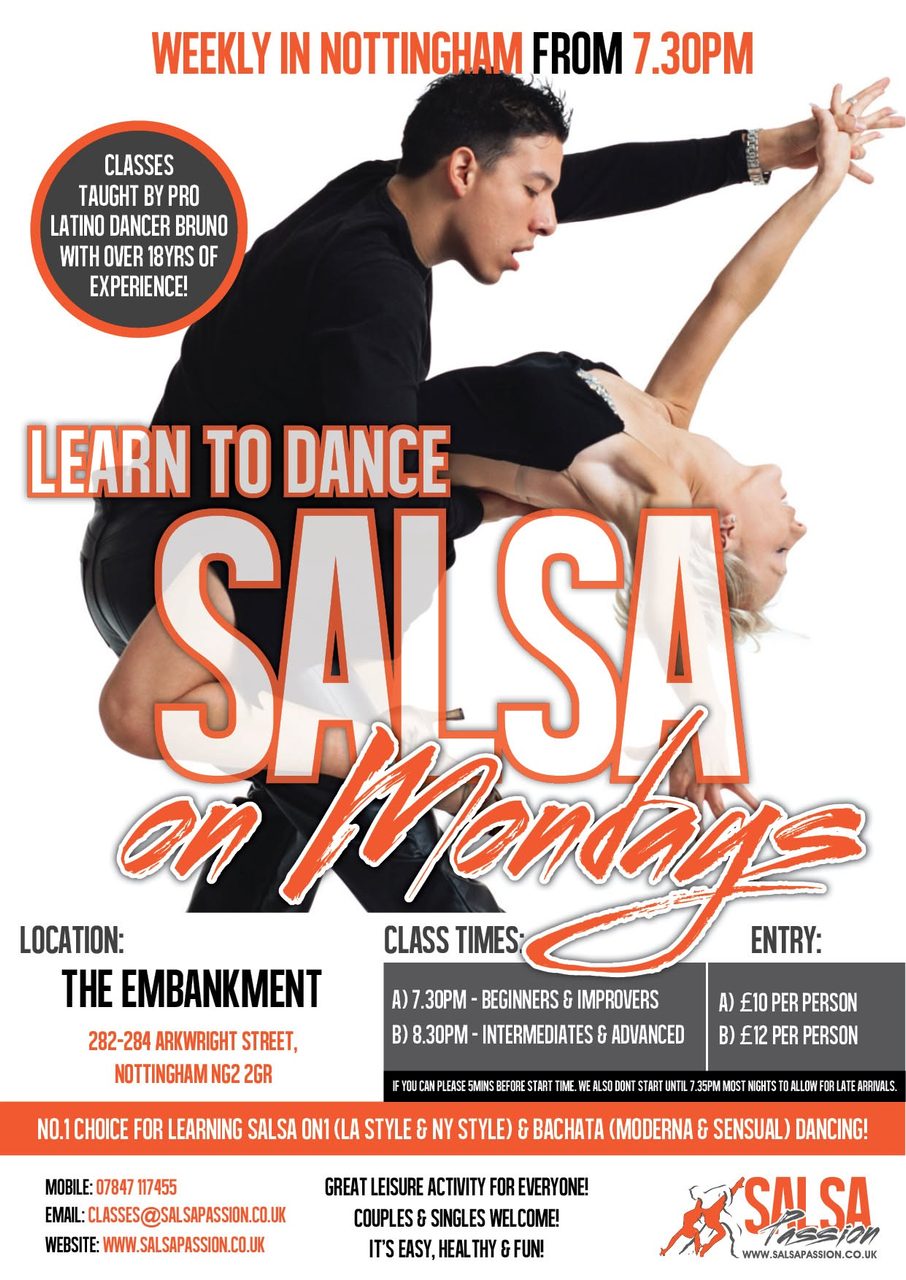 Salsa Mondays in Nottingham at The Embankment (Pub & Kitchen) from 7.30pm!