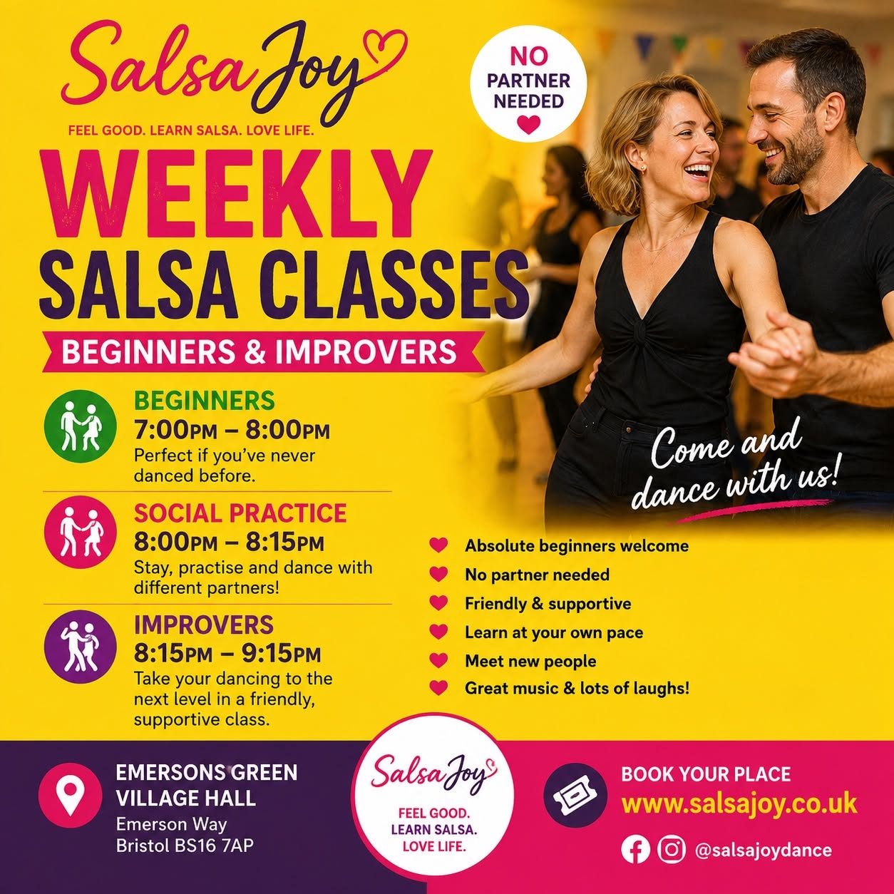💃 SalsaJoy Weekly Salsa Classes | Beginners & Improvers | Emersons Green