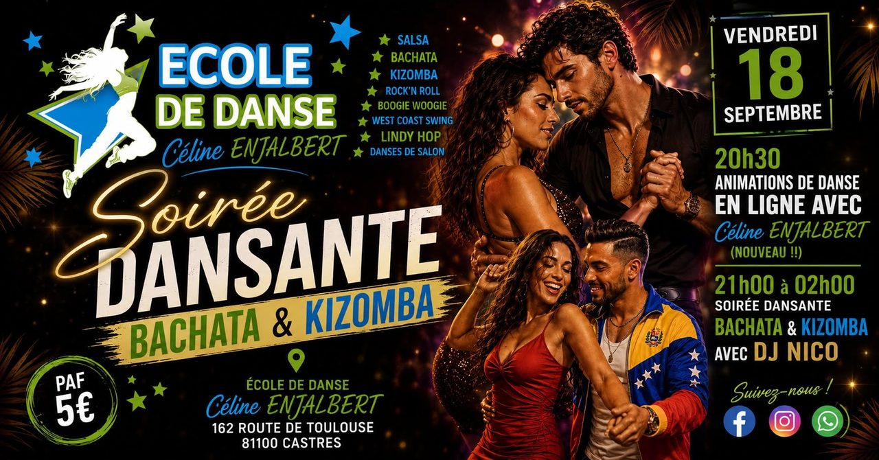 Soirée Bachata & Kizomba à l&rsquo;école de danse Céline ENJALBERT