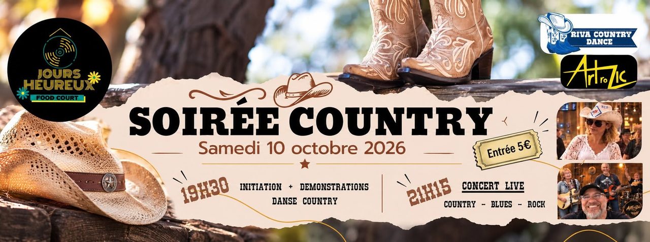 🤠 SOIRÉE COUNTRY Ô Jours Heureux | Danse Country + ArTroZic en concert