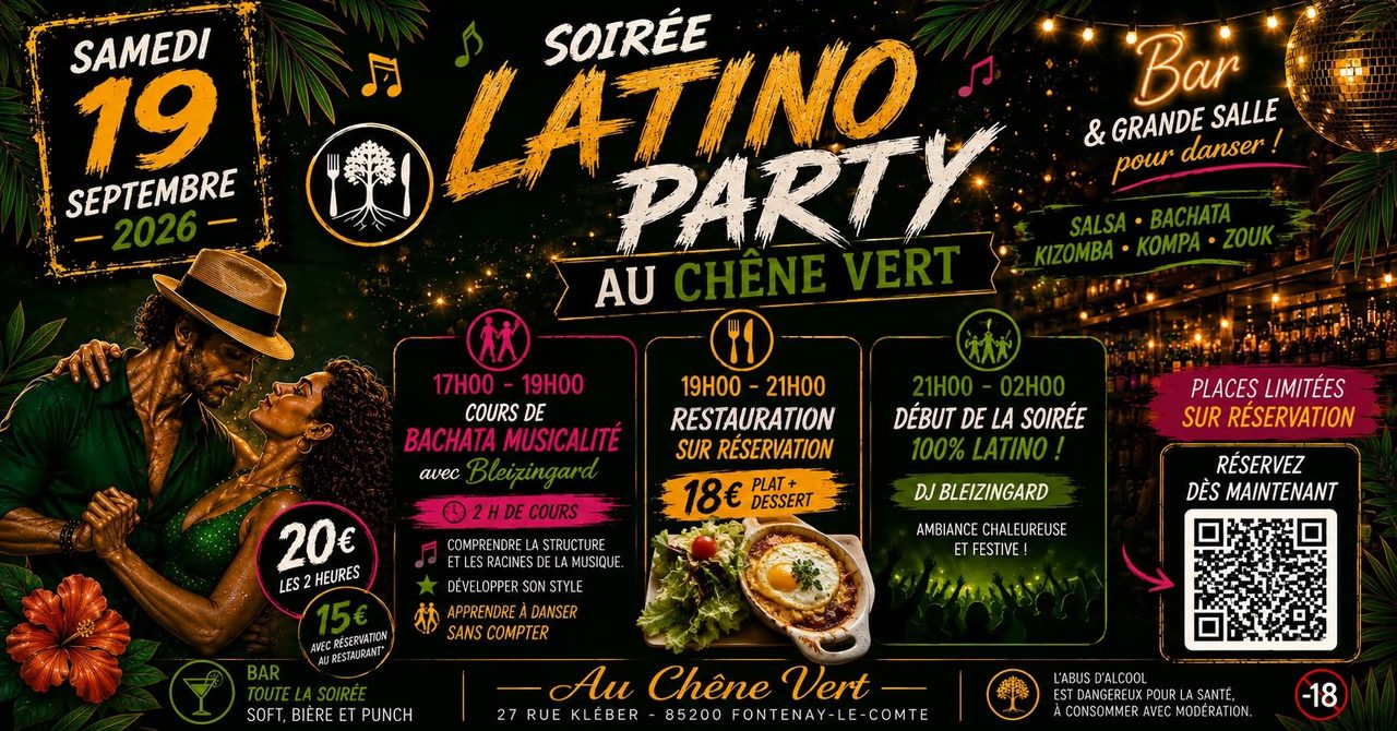 💃 Soirée Latino Party & Bachata Musicalité – Au Chêne Vert 🕺