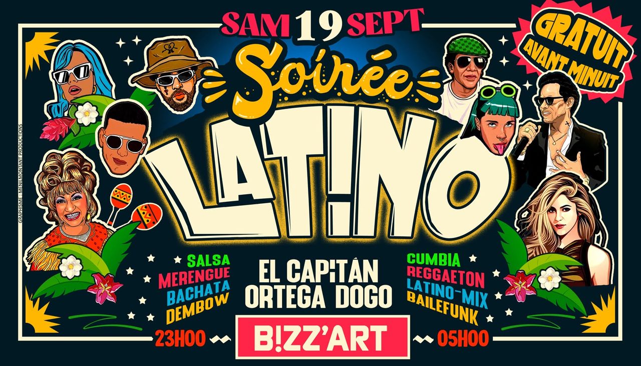SOiRÉE LATiNO x CANAL ST MARTIN 🌴 Sam.19.Sept.26 💃🕺 au B!ZZART 🌻 ENTRÉE GRATUITE AV.MiNUiT !!!