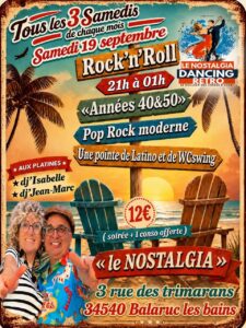 SOIREE ROCK N ROLL AU NOSTALGIA BALARUC