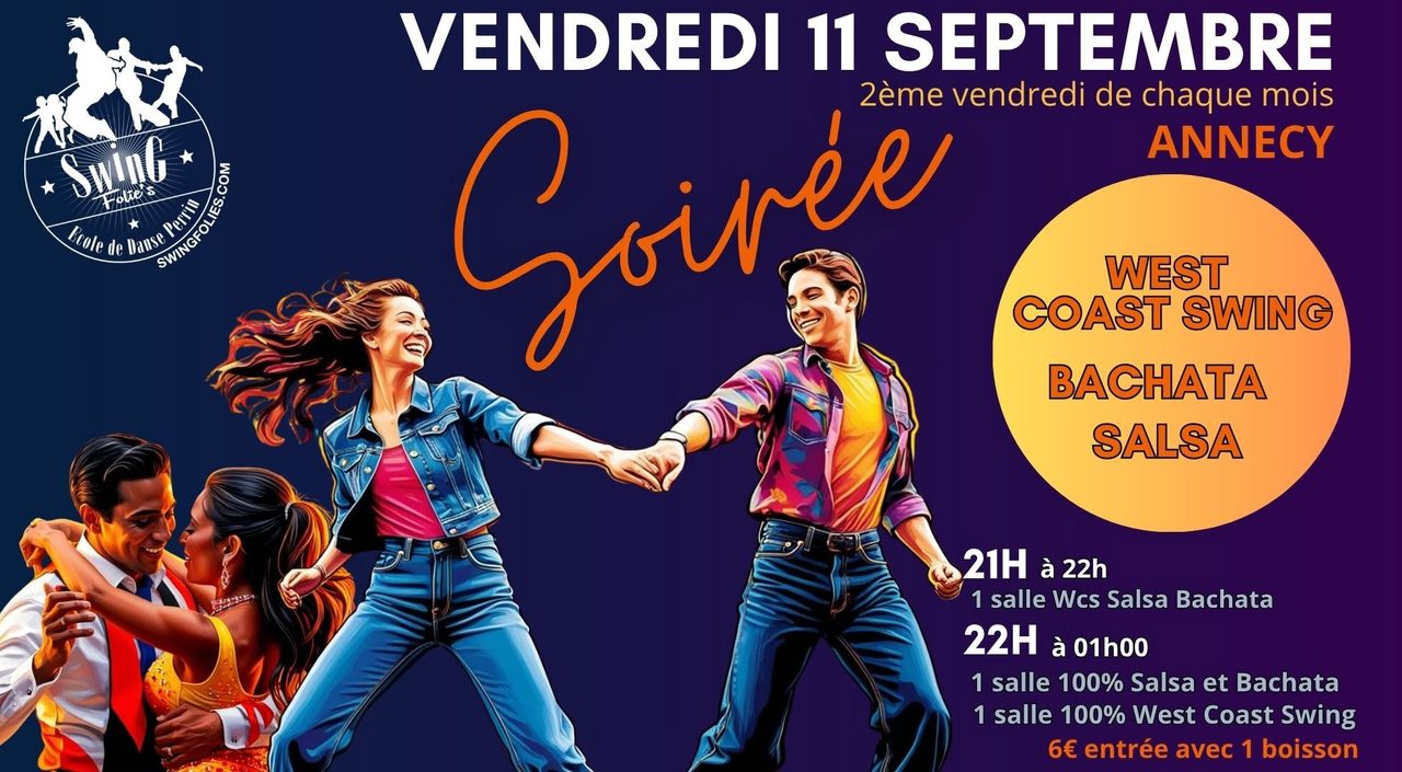 Soirée West Coast Swing – Salsa Bachata – 2 salles 2 ambiances