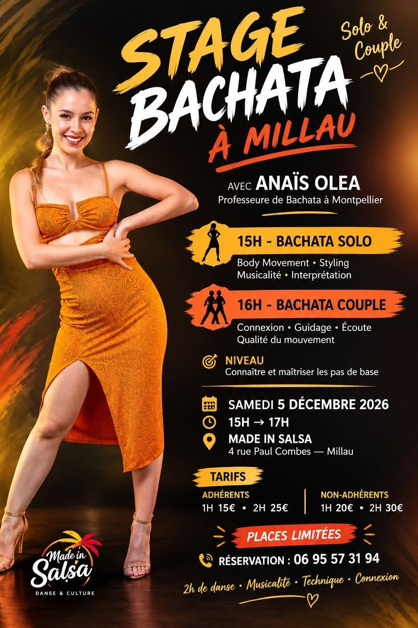 STAGE BACHATA & SOIRÉE À MILLAU