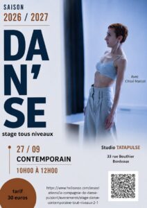 Stage danse contemporaine (tous niveaux) 27/09/26