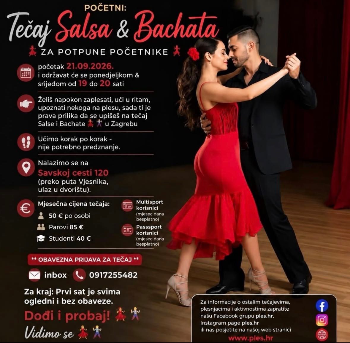 💃 Tečaj Salsa & Bachata za potpune početnike 💃