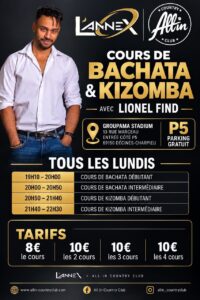🔷Tous les lundis🔷cours Bachata // kizomba avec Lionel Find // All in country club