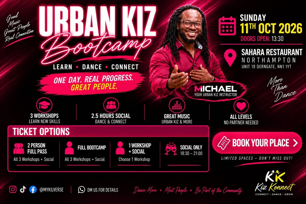 Urban Kiz Bootcamp Northampton | 3 Workshops + Social Dance